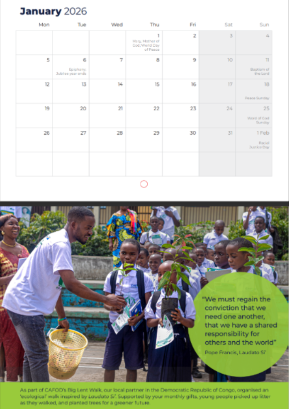 CAFOD's 2026 calendar