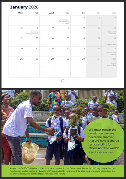 CAFOD's 2026 calendar