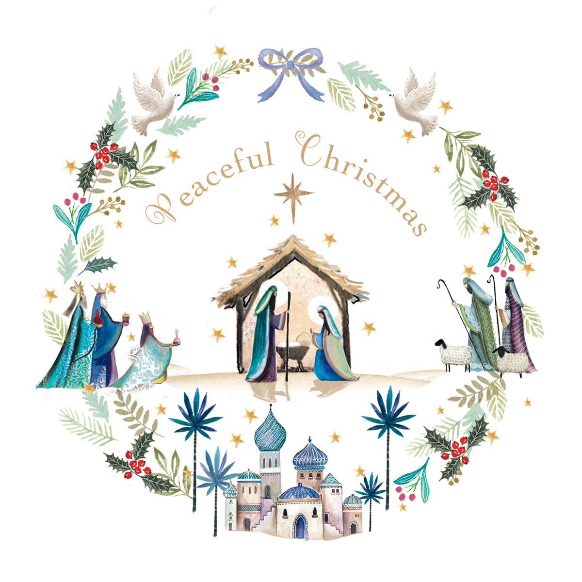 Christmas cards: Nativity wreath