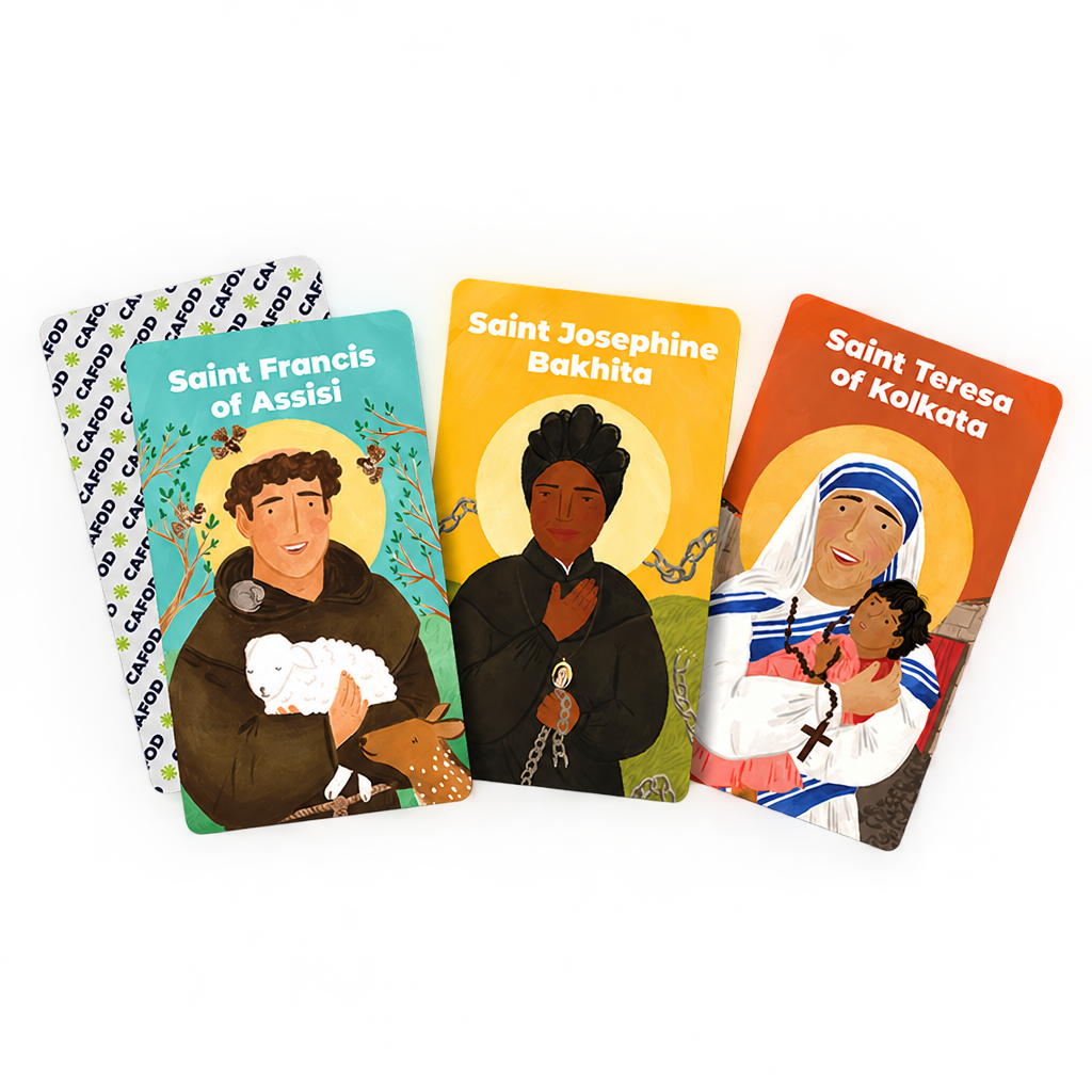 Saints card game set with a transparent background