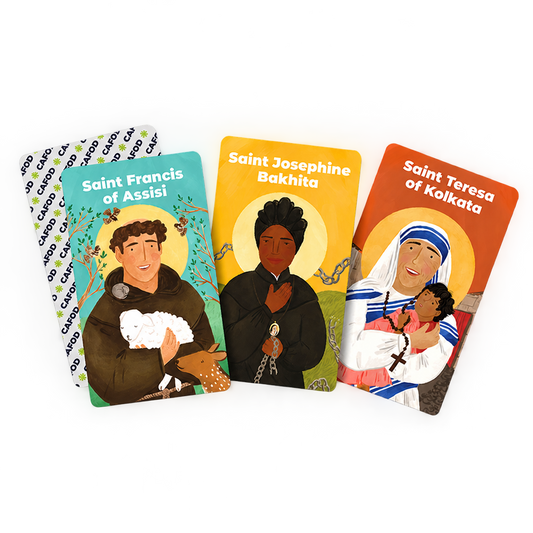 Saints card game set with a transparent background